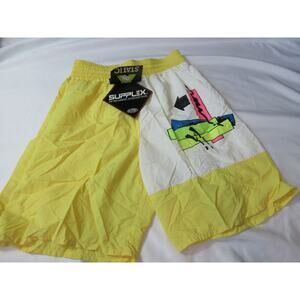 New Old Stock VINTAGE 80s X STATIC Men's Medium Nylon Neon Shorts Surf